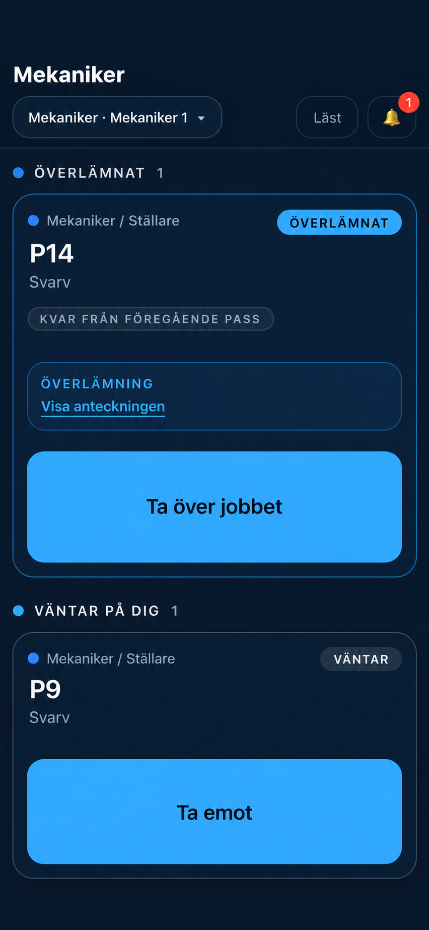 Active and waiting work with the option to take over the job