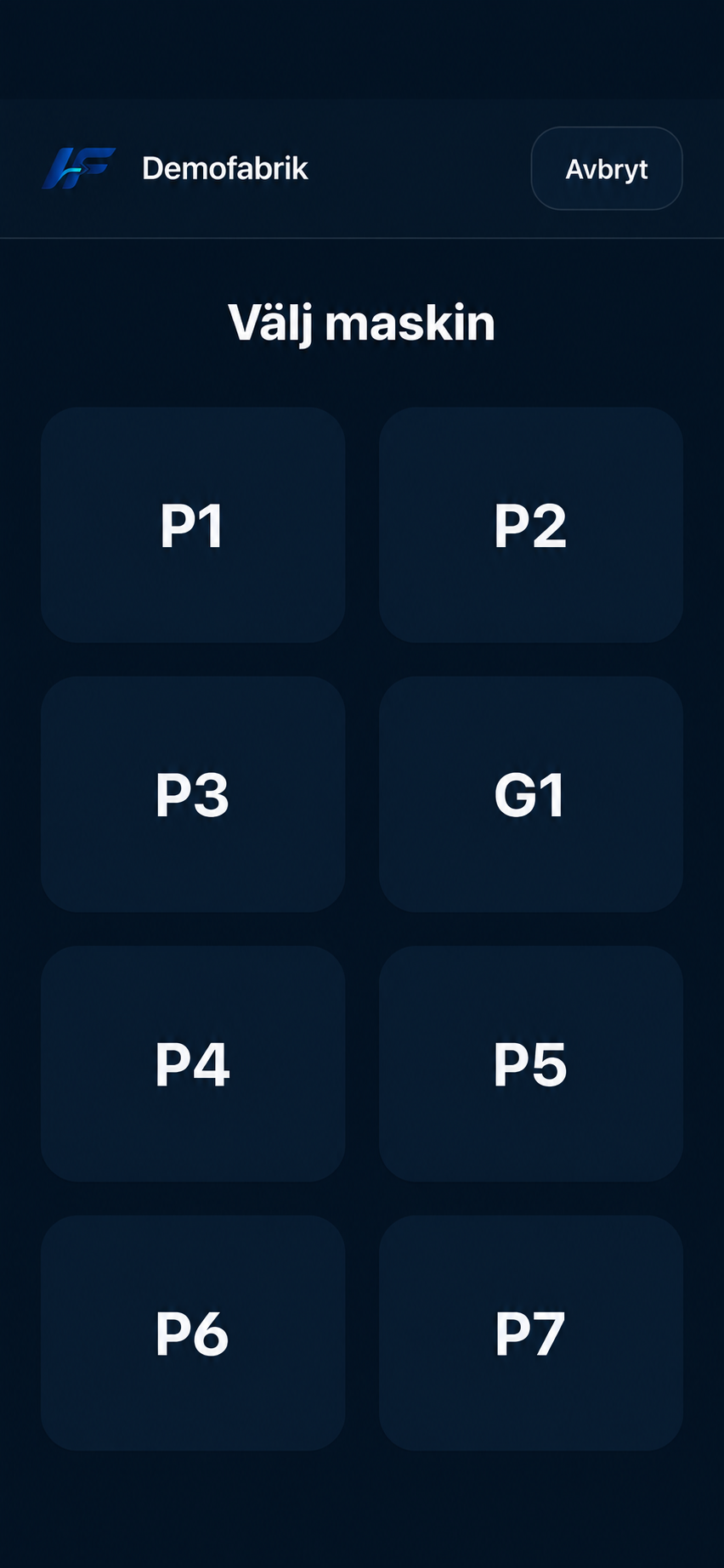 Operator view for choosing a machine or location